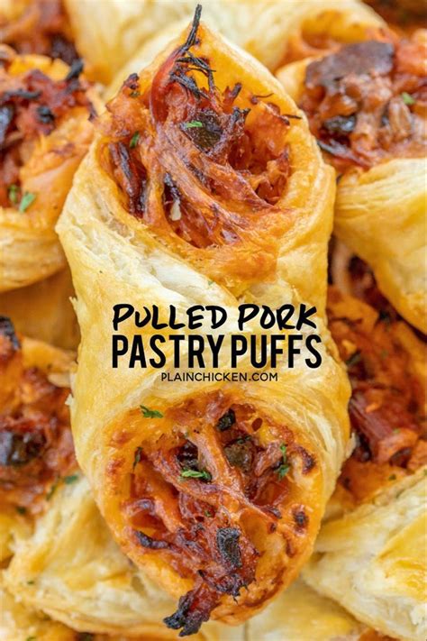 Fold puff pastry corner to corner, brushing beaten egg between. Pulled Pork Pastry Puffs - only 4 ingredients. | Cooking ...