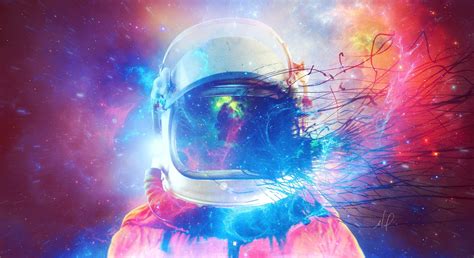 Wallpaper Colorful Illustration Abstract Astronaut Universe