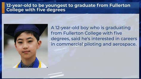 12 Year Old To Be Youngest To Graduate From Fullerton College With Five
