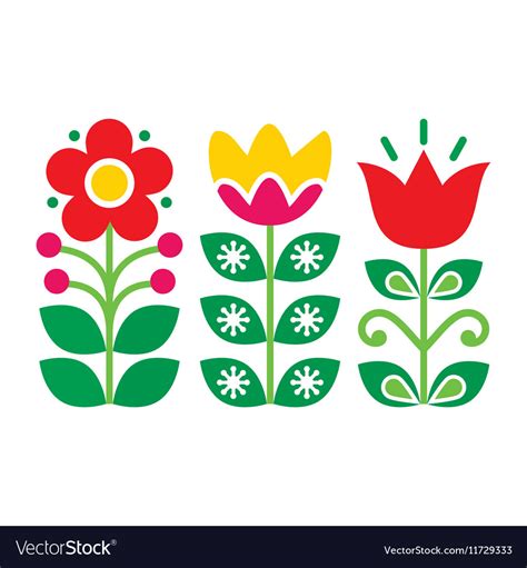 Swedish Floral Retro Pattern Traditional Folk Art Vector Image