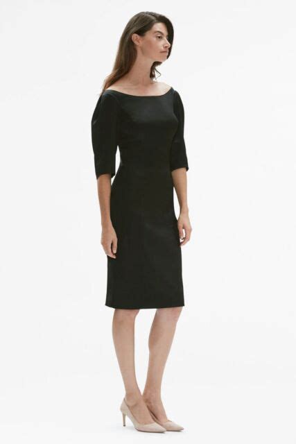 295 Nwt Mm Lafleur Genevieve Dress Size 0 Black Satin Stretch Open