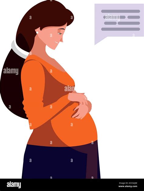Pregnant Woman Cartoon With Communication Bubble Design Belly Pregnancy Maternity And Mother