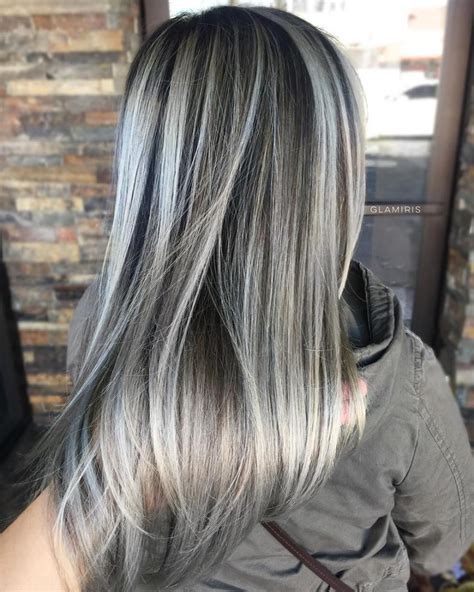 Ash blonde highlights on dark brown hair. 60 Shades of Grey: Silver and White Highlights for Eternal ...
