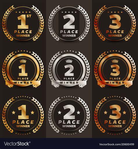 1st 2nd 3rd Place Logo With Laurels And Ribbons Vector Image