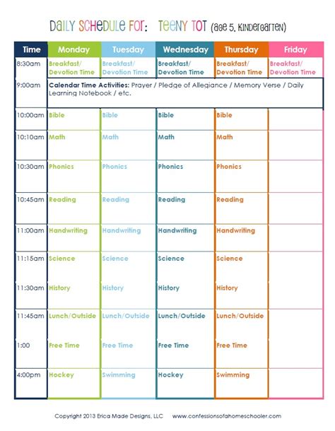 The entire little house kindergarten curriculum can be downloaded in printable pdf form. Kindergarten Daily Schedule | Confessions of a Homeschooler