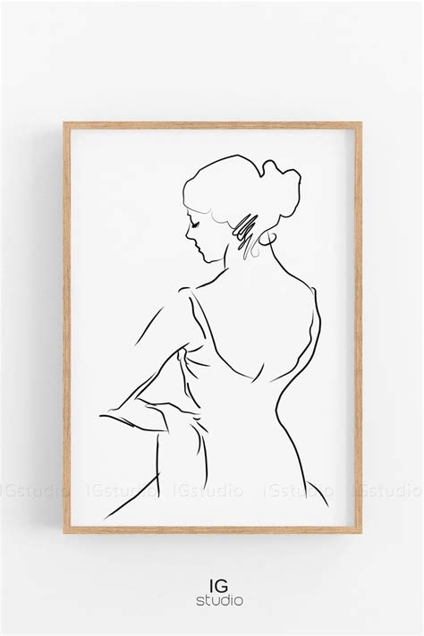 Ballerina Printable Line Drawing Minimalist Line Art Woman Etsy