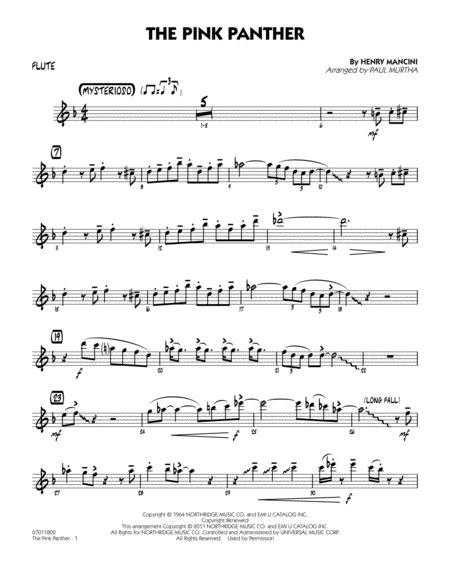 Download The Pink Panther Flute Sheet Music By Henry
