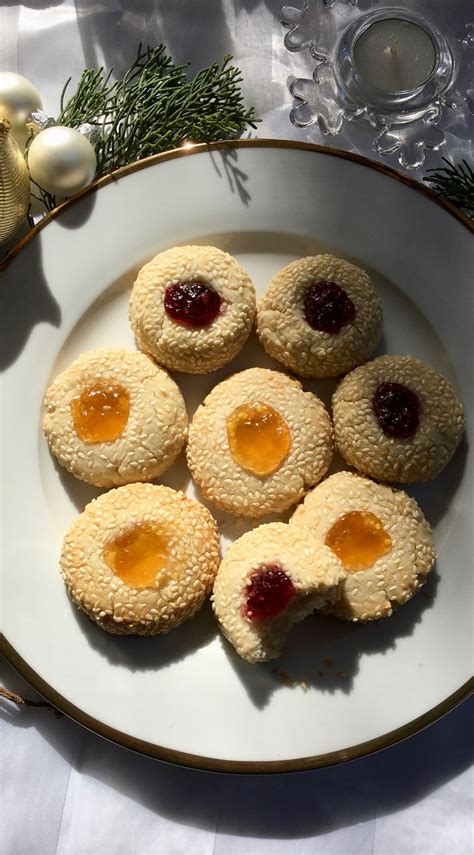 Almond Sesame Thumbprint Cookies With Jam Filling Just Savor It Jam
