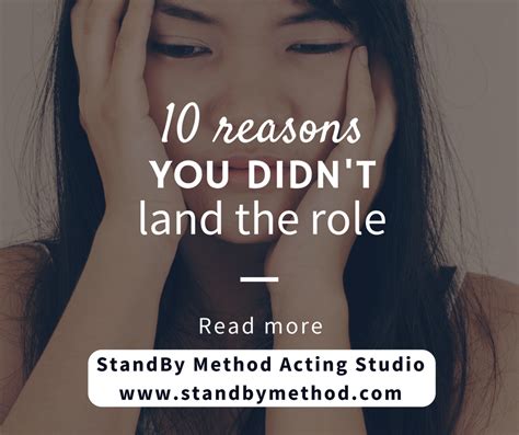 10 Reasons You Didnt Land The Role Standby Method Acting School