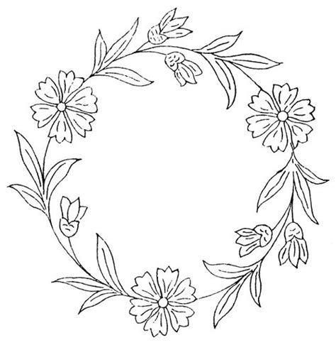 Largest collection of free embroidery designs at annthegran.com. but maybe roses or lilies instead | Wreath drawing ...