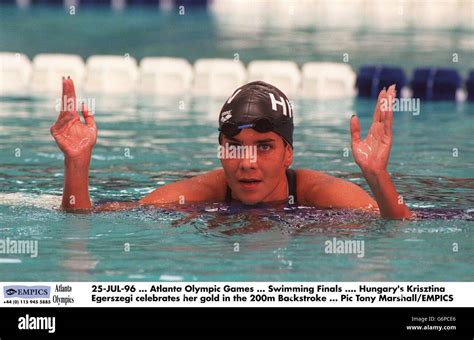 Hungarys Krisztina Egerszegi Celebrates Gold In M Backstroke Finals Hi Res Stock Photography