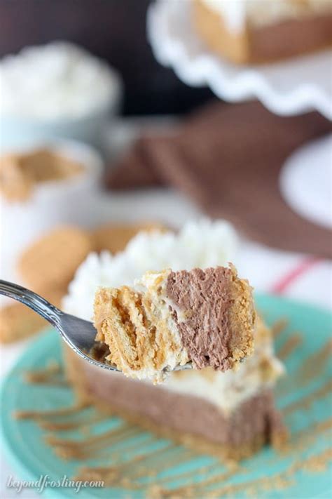 Next, to make the peanut butter mousse, melt the reese's peanut butter chips together with 2 tablespoons of heavy whipping cream. No-Bake Chocolate Nutter Butter Mousse Pie - Beyond Frosting