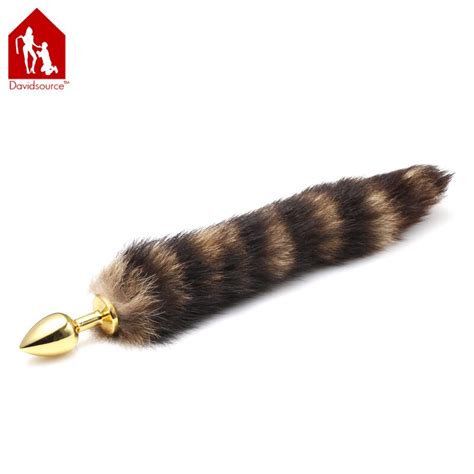 Davidsource Golden Butt Plug With Fox Tail S Size 74mm Long 30mm Wide