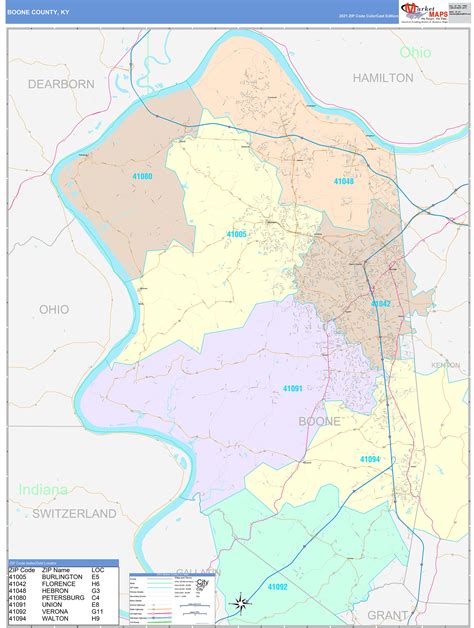 Boone County, KY Wall Map Color Cast Style by MarketMAPS - MapSales