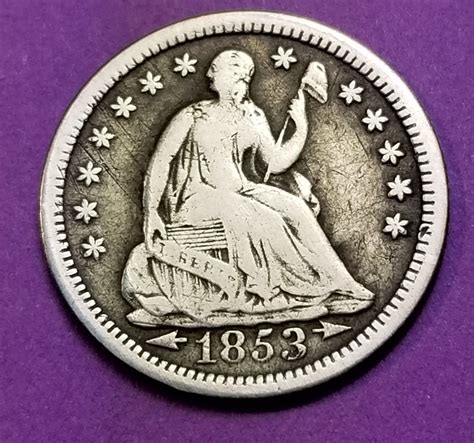 1853 Silver Seated Liberty Half Dime With Arrows F Etsy Old Coins