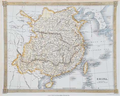 Antique Map Of China Findlay For Thomas Kelly 1840 Hand Coloured