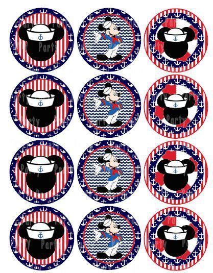 Mickey mouse inspired cupcake toppers, dessert toppers, photo cupcake toppers, mickey ears, photo face cutout. Mickey Sailor Cupcake Topper - Stickers GoPartyFiesta ...