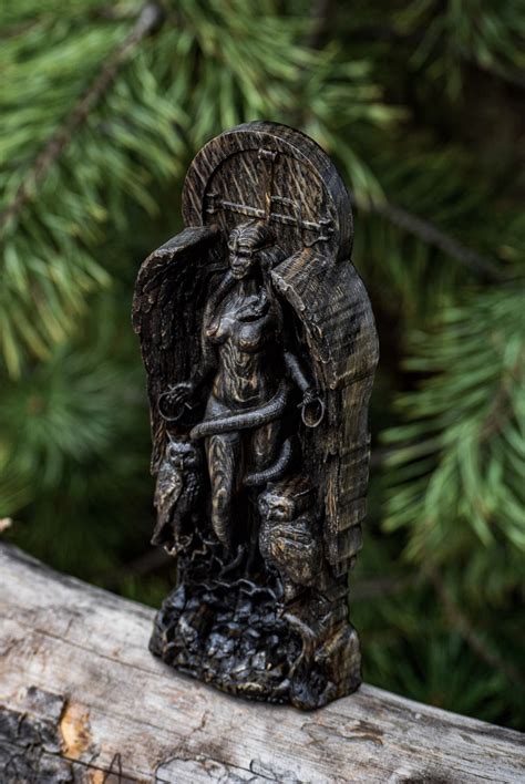 Lilith Ishtar Inanna Wood Carved Astaroth Statue Pagan Etsy