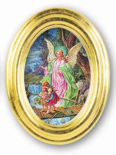 For more than 40 years, i have been delighted to fulfill the mission the angels entrusted me with: Guardian Angel 5 1/2 x 7 Oval Gold-Leaf Framed Print