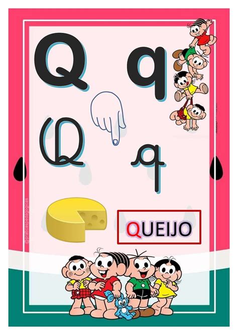 Alfabeto Turma da Mônica com quatro tipos de letras e libras Alfabeto Turma da Mônica com quatro