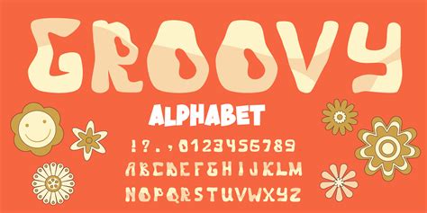 Groovy Alphabet Font In Vintage Hippy Style Retro 60s 70s Psychedelic