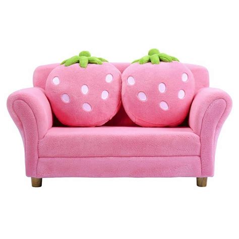 Boyel Living Pink Kids Strawberry Armrest Chair Sofa With Cushions Hysn