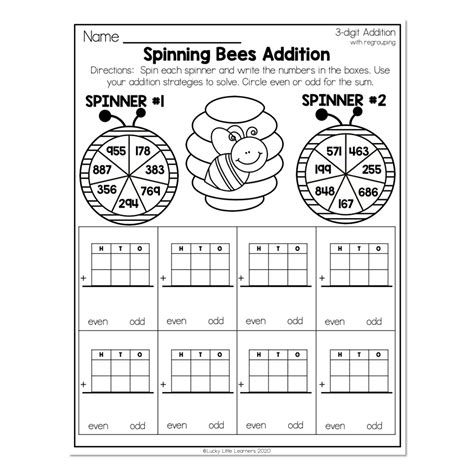2nd Grade Math Worksheets 3 Digit Addition With Regrouping Spinning