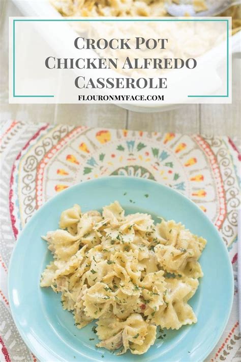 You have combined two of my favorite things, alfredo sauce and the crock pot! Crock Pot Chicken Alfredo Casserole - Flour On My Face