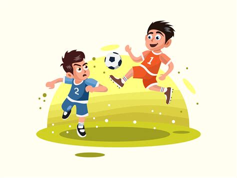 Two Kids Playing Soccer Vector Illustration By Dendy Herlambang On Dribbble