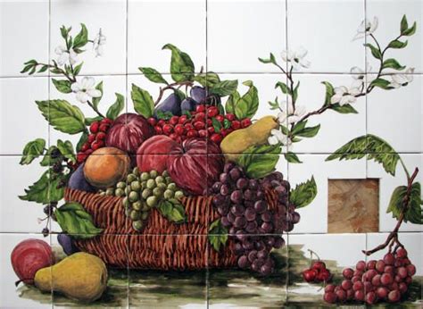 Fruit Basket With Cherries Tile Mural Tile Murals Mural Fruit Basket