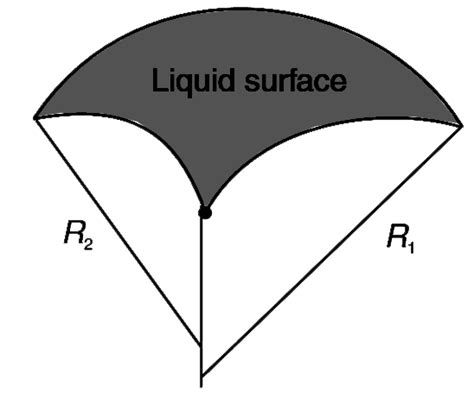 A Curved Liquid Surface Has Radius Of Curvature R1 And R2 In Two P