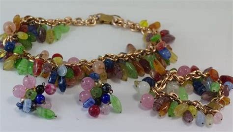 Vintage Tutti Fruiti Glass Bead Set Comprising Necklace Bracelets