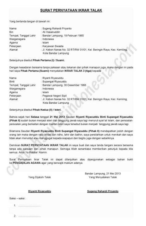 Contoh surat cerai di malaysia. 25+ Contoh Surat Pernyataan Cerai Paling Lengkap Yang Baik ...