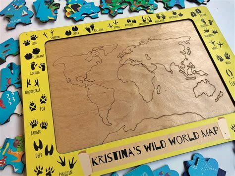 Personalized Kids World Map Wooden Puzzle World Map Etsy