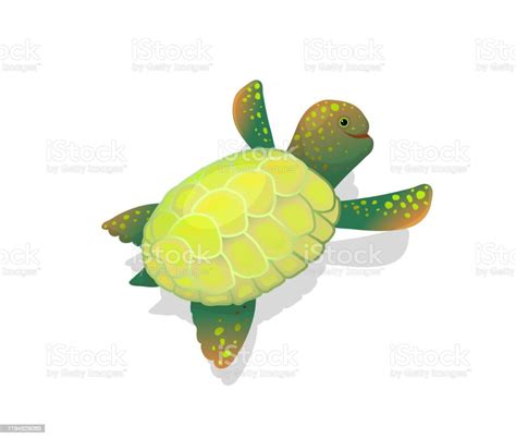 Sea Turtle Clip Art Childlike Cartoon Underwater Character Illustration
