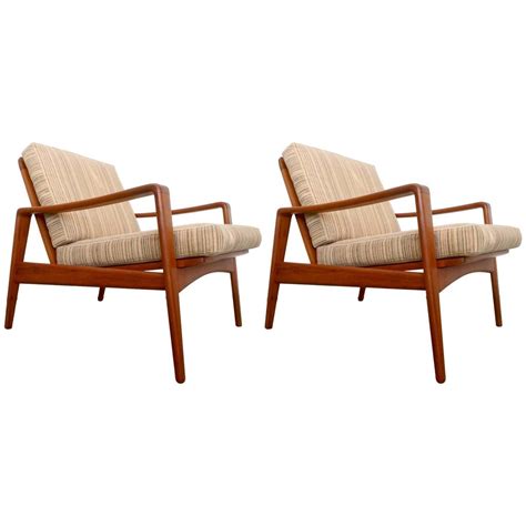 Pair Of Arne Wahl Iversen Lounge Chairs For Komfort Denmark 1960