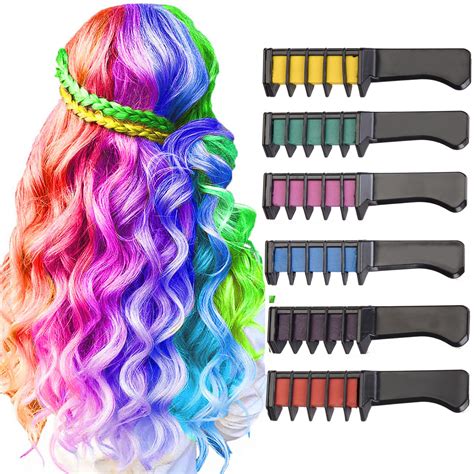Scrap off some of the powder from the piece of chalk color you're using. 6 Color Hair Chalk for Kids Washable,Temporary Hair Color ...