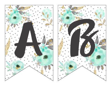 Free Printable Alphabet Banner Mintand Gold Six Clever Sisters Happy