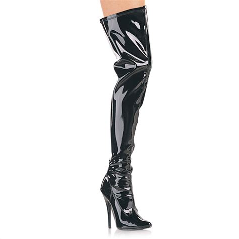 Domina 3000 Black Patent Thigh High Boots Dominatrix Boots Devious Bootycocktails