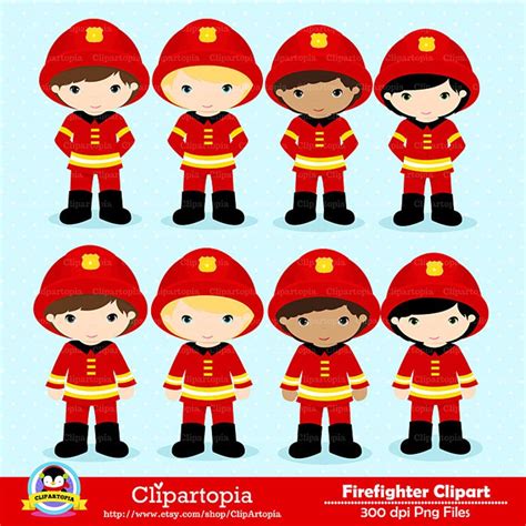 Firefighter Digital Clipart Fireman Boys Clip Art Fire Truck Etsy