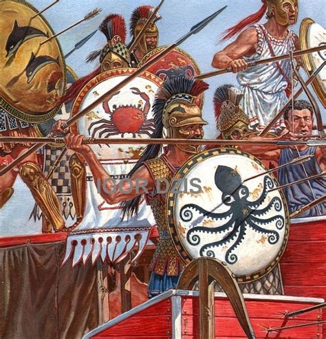 Igor Dzis Battle Painting Greek Hoplite Marine V Bc Ancient Times