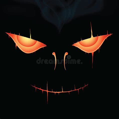 Red Glowing Eyes With Mouth Scary Halloween Smile With