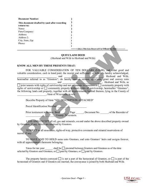 Wisconsin Quit Claim Deed Form 3 2003 US Legal Forms