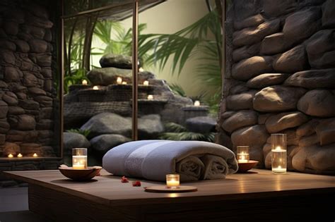 Premium Ai Image The Spa Concept Involves Placing Massage Stones Towels And Candles In A