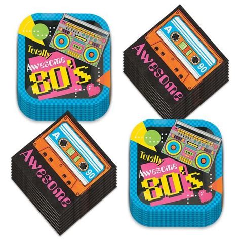 80s Party Dessert Plates And Napkins Totally Awesome Throwback Theme