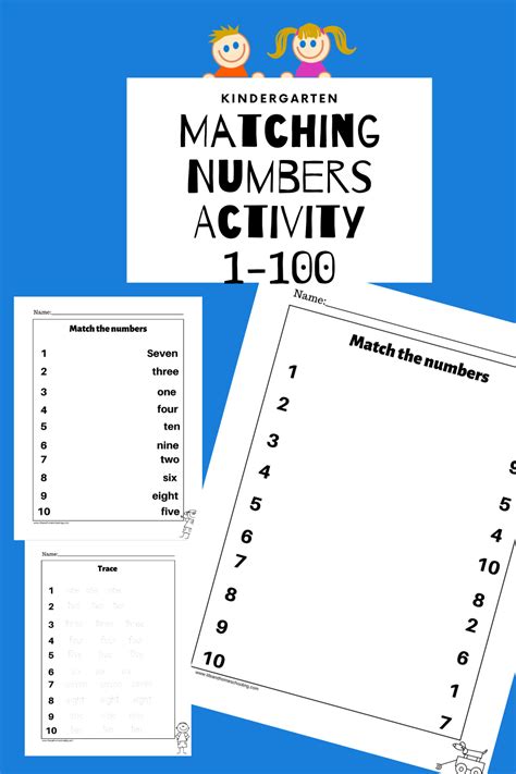 Matching Numbers 1 100 Numbers 1 100 Kindergarten Worksheets