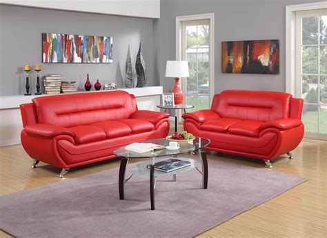 Our wide collection of cheap living furniture online caters for all sizes of living rooms. Red Contemporary Living Room Set | Leather Living Room Sets