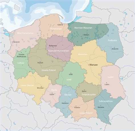 Karte Von Polen Premium Vektor