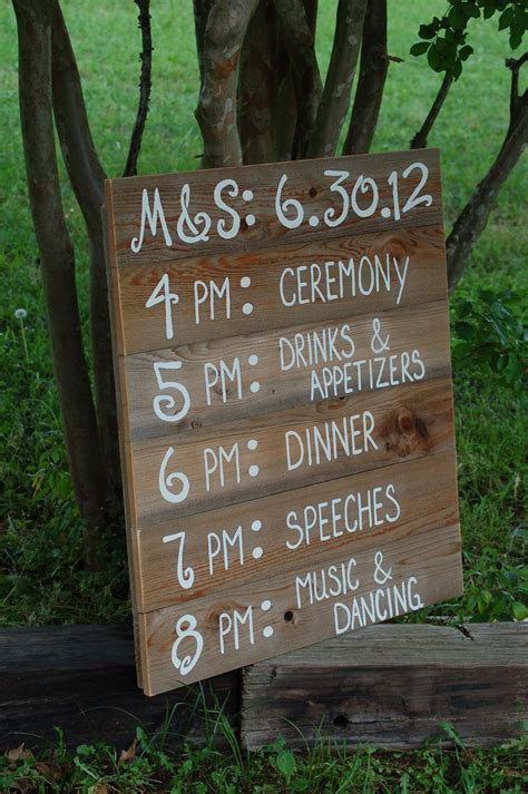Reception Schedule Menu Board Wedding Itinerary Wedding Sign Wedding