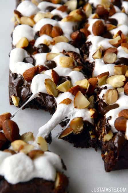 Store brownies at room temperature or in the fridge in an airtight container for up to 3 days. Just a Taste | Marshmallow Brownies with Salted Almonds